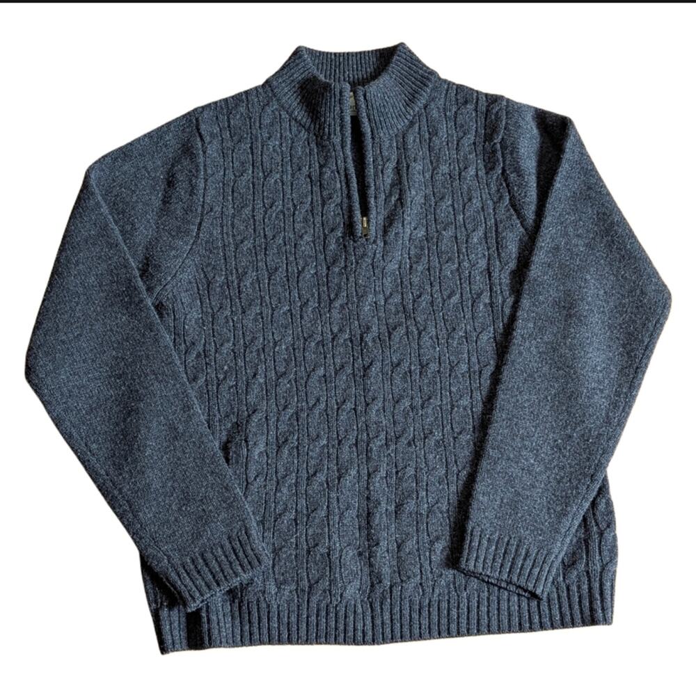 Irelandseye Wool Cashmere Blend Cable Knit Quarter Zip Pullover Sweater